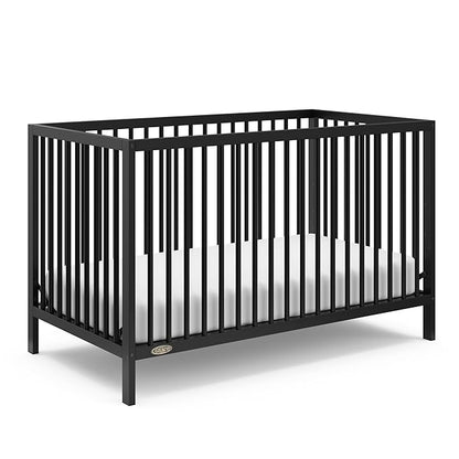 Graco Teddi 5-in-1 Convertible Crib (Black) – GREENGUARD Gold Certified, Converts to Daybed, Toddler & Twin Bed with Headboard and Footboard, Adjustable Mattress Height