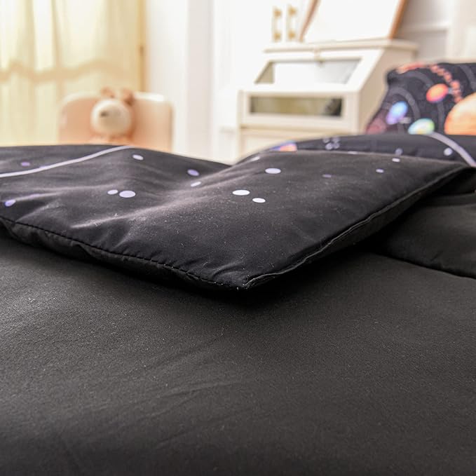 Solar System Comforter Set Twin Outer Space Room Decor Bedding Set 3 Pieces 1 Planets Theme Comforter and 2 Pillow Shams for Boys Kids Ultra-Soft Microfiber All Seasons for Bedroom Sofa