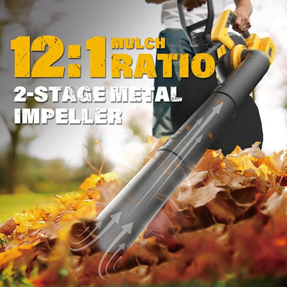Cordless Leaf Blower & Vacuum, 3-in-1 Leaf Vacuum Mulcher with Bag, 40V 330CFM Battery Leaf Blower with 2x4.0Ah Battery & Charger for Lawn Care, 5-Speeds Variable Control