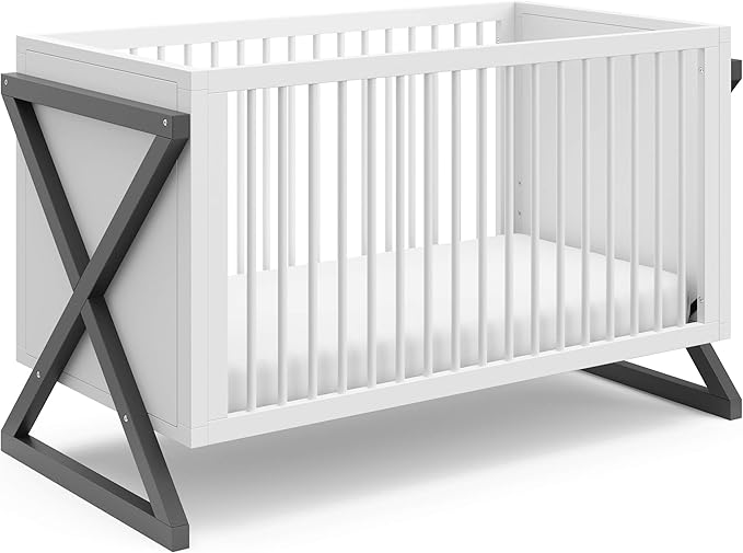Storkcraft Equinox 3-in-1 Convertible Crib (Gray) – Easily Converts to Toddler Bed and Daybed, 3-Position Adjustable Mattress Support Base, Modern Two-Tone Design for Contemporary Nursery