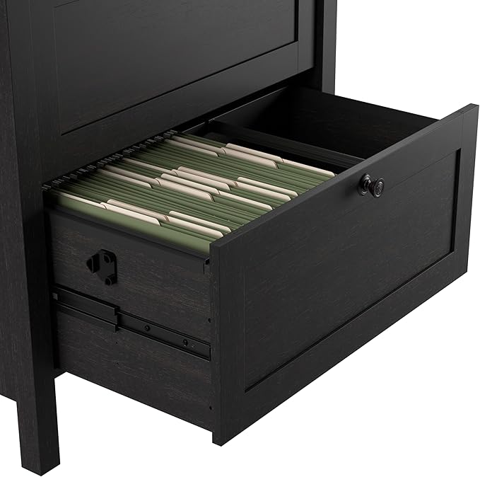 Bush Furniture Mayfield 2 Drawer Lateral File Cabinet in Vintage Black and Reclaimed Pine | Storage for Home Office Workspace