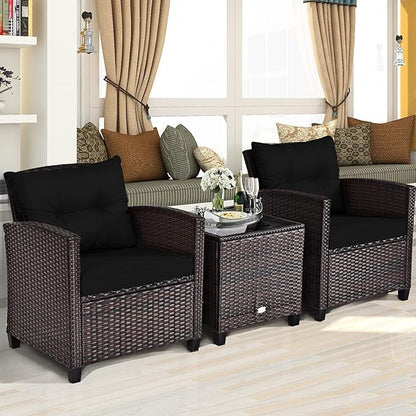 3 PCS Patio Furniture Set, OneSize, Black