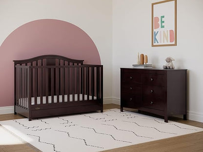 Graco Solano 4-in-1 Convertible Crib with Drawer (Espresso) – GREENGUARD Gold Certified, Crib with Drawer Combo, Includes Full-Size Nursery Storage Drawer, Converts to Toddler Bed and Full-Size Bed