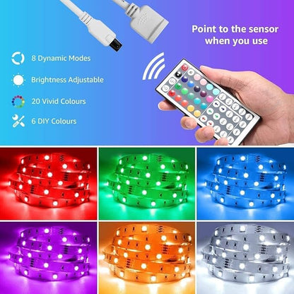 Lepro RGB LED Light Strips 32.8ft, Christmas Decorations, 5050 LED Color Changing Tape Light with 44 Key Remote and 12V Power Supply for Bedroom, TV Backlight, Kitchen, Bar