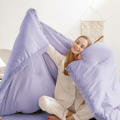 Andency California King Comforter Set Lavender - Purple 3 Pieces Cal King Boho Lightweight Bedding Comforter Sets, Oversized All Season Tassel Soft Fluffy Bed Set (104x96In Comforter & 2 Pillowcases)