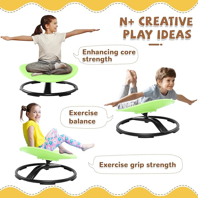 Zhenx Spinning Chair for Kids, Autism Kids Swivel Chair, Kids Sensory Chair, Spinning Chair for Autistic Kids & ADHD Children, Sit and Spin Training Body Coordination(Green)