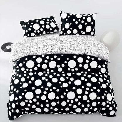 White Polka Dots Comforter California King Black White Dots Print Reversible Gingham Cal King Bedding Comforter Set Boys Girls Black White Bed Sets Soft 3Pcs Cal King Comforter Sets