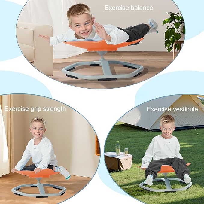 Kids Spinning Chair Sensory Swivel Chair Elephant Sit and Spin Chair Toys Autism ADHD Swivel Chair Spinning Seat for Ages 3-12 Promote Balance Physical Coordination Sensory Room Items
