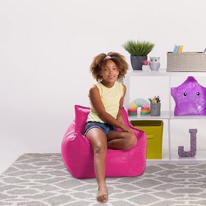 Posh Creations Bean Bag Chair Structured Comfy Seat Use for Gaming, Reading and Watching TV, Newport, Pink