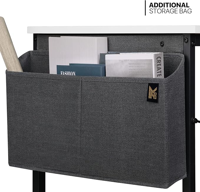 MoNiBloom Computer Desk 55 Inches with A Storage Bag, Student Laptop Writing Desks for Samll Space Home Office, White