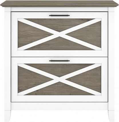 Bush Furniture Key West Lateral File Cabinet, Modern Farmhouse 2 Drawer File Cabinet for Home Office