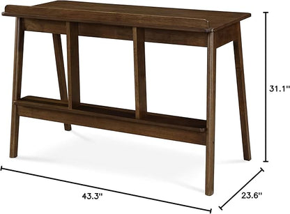 Finch Darren Home Office Drawer Mid Century Accent Desk, 43 Inch Wide Simple Modern Study Table, Walnut Brown