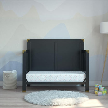 Baby Relax Miles 5-in-1 Convertible Crib, Solid Pine Wood, Black
