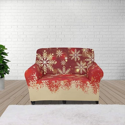 FKELYI Christmas Snow Sofa Slipcover Stretch Sofa Couch Cover for Living Room Non-Slip Furniture Protector Washable Sofa Slipcovers S