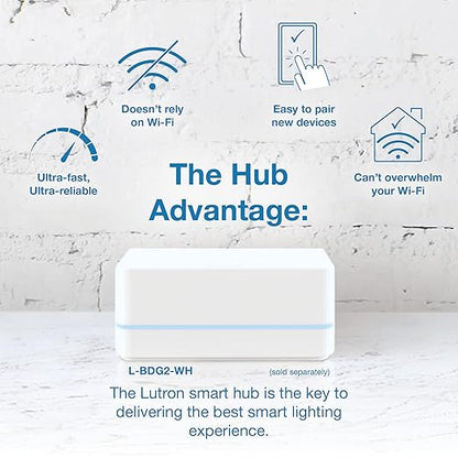 Lutron Caseta Original Smart Dimmer Switch (Lutron Smart Hub Required), for LED Lights, 150 Watt, Single-Pole/3-Way, No Neutral Required, PD-6WCL-LA 4-PACK, Light Almond, 4 Pack