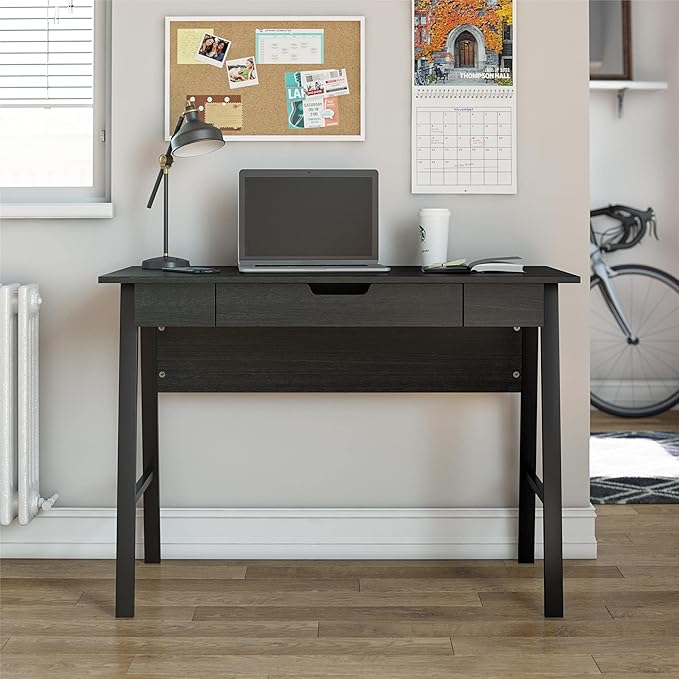 Ameriwood Home Oxford Computer Desk with Drawer, Black Oak