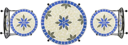 Alpine Corporation Blue and Beige Mosaic Bistro Set, 3-Piece