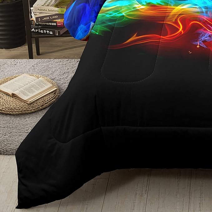 Bodhi Boys Comforter Set Full,Soccer Comforter Set Full Size,Fire Sports Comforter Set for Boys,Teen Football Bedding Set with Matching Pillowcases,Kids Bedding Set Full