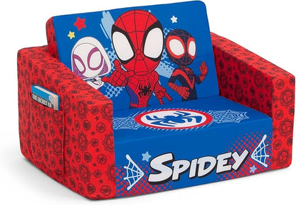Delta Children Marvel Spidey and His Amazing Friends Cozee Flip-Out Chair - 2-in-1 Convertible Chair to Lounger for Kids
