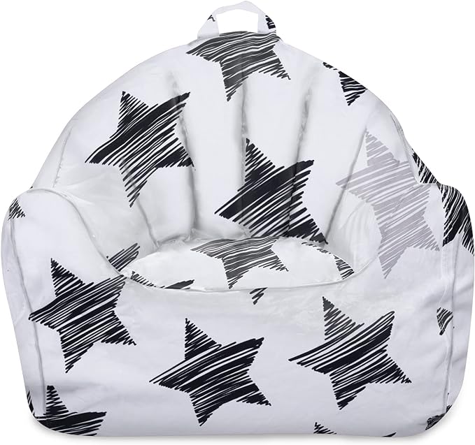 Posh Creations Structured Comfy Bean Bag Chair for Gaming, Reading, and Watching TV, Malibu Lounge, Canvas - Sketchy Stars