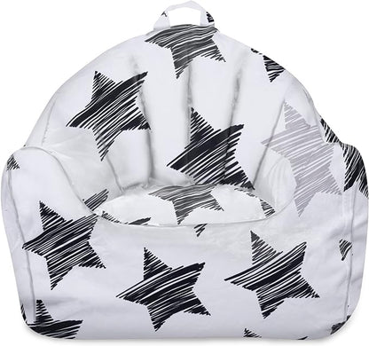 Posh Creations Structured Comfy Bean Bag Chair for Gaming, Reading, and Watching TV, Malibu Lounge, Canvas - Sketchy Stars