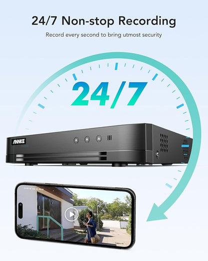ANNKE 16 Channel Security Camera System, 1080P Lite Video Surveillance DVR and (12) 2.0MP Outdoor IP67 Cameras with Smart Dual Light, AI Human/Vehicle Detection, Color Night Vision, 2 TB Hard Drive