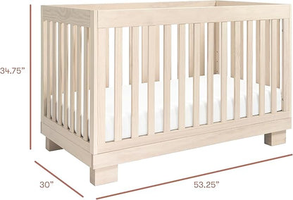 babyletto Modo 3-in-1 Convertible Crib with Toddler Bed Conversion Kit in Washed Natural, Greenguard Gold Certified