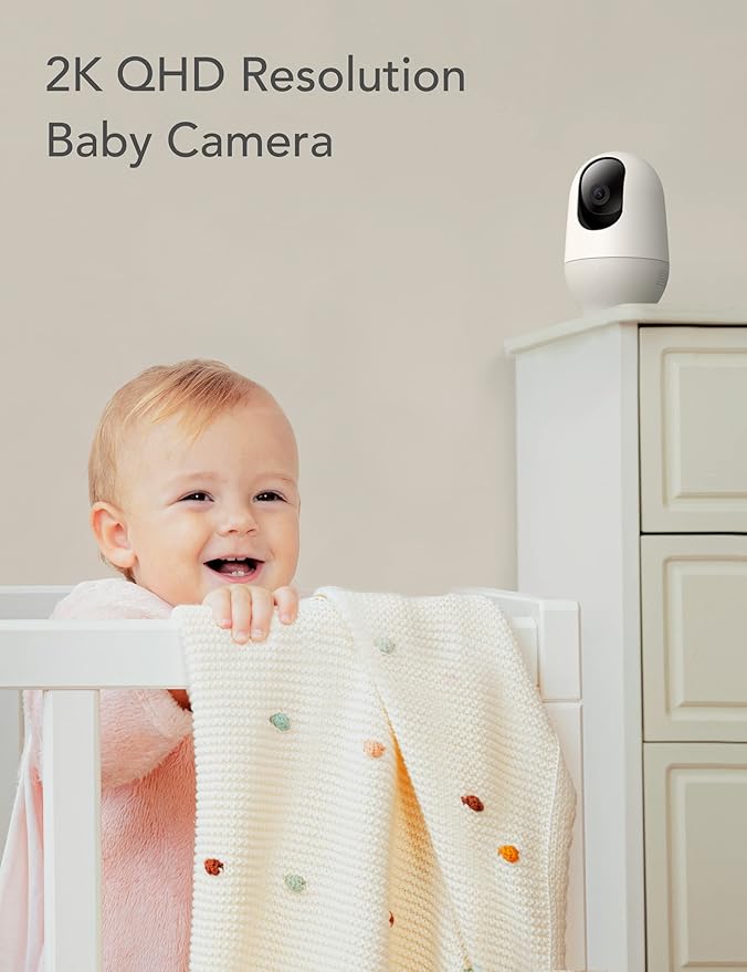 nooie Baby Monitor with SD Card,Baby Monitor with Camera 360 Camera, WiFi Baby Cam with Phone App, AI MotionTracking and Sound Detection,1080P Night Vision Two-Way Audio