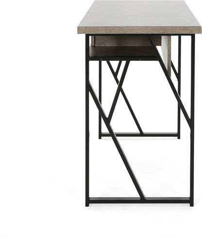 Christopher Knight Home Janet Modern Faux Wood Writing Desk, Dark Gray, Black