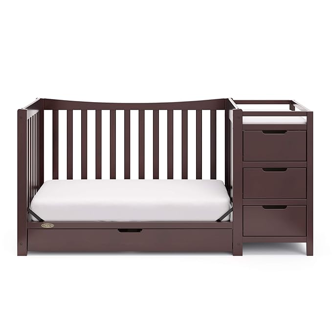 Graco Remi 4-In-1 Convertible Crib & Changer With Drawer (Espresso) – GREENGUARD Gold Certified, Crib And Changing-Table Combo, Includes Changing Pad, Converts To Toddler Bed, Full-Size Bed