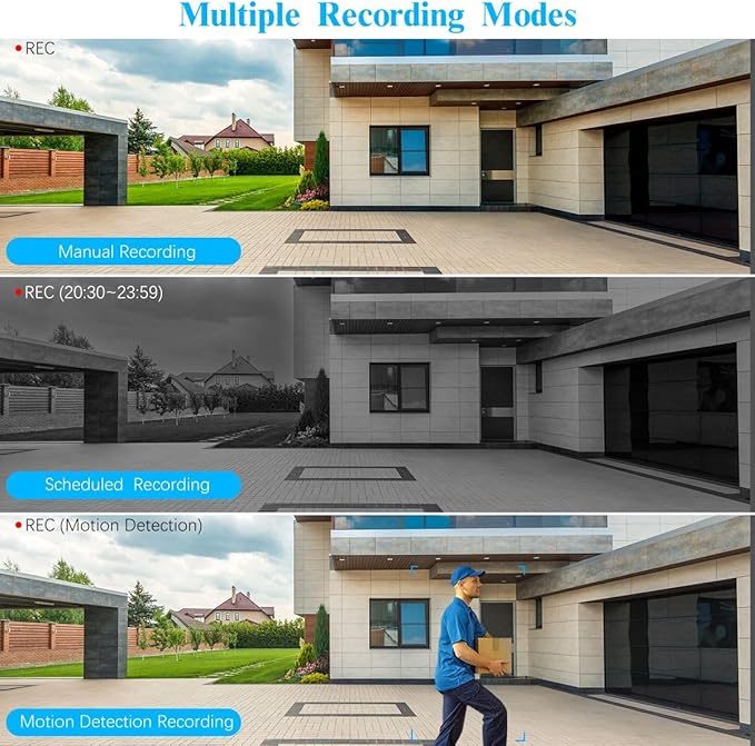 OOSSXX HD Monitor All-in-One 5.0 Megapixel PoE Outdoor Home Security Camera System Wired Outdoor Video Surveillance IP Cameras System