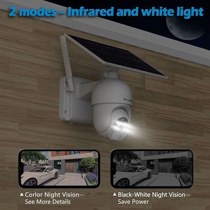 SOLIOM S800C-4G LTE Cellular Security Camera Outdoor,Pan Tilt 360° View 1080p Wireless Solar Powered, Spotlight Color Night Vision, 2 Way Talk,PIR Motion Detection