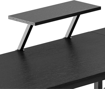DlandHome L-Shaped Computer Desk 59 inches x 47.2 inches, Composite Wood and Metal, Home Office PC Laptop Study Workstation Corner Table with CPU Stand, CZYF-LD-1