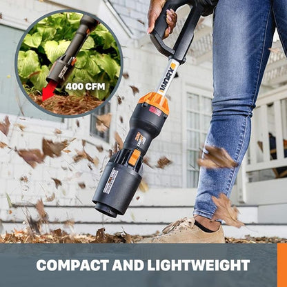 Worx Nitro WG543.9 20V LEAFJET Leaf Blower Cordless with Battery and Charger, Blowers for Lawn Care Only 3.8 Lbs., Cordless Leaf Blower Brushless Motor– Tool Only