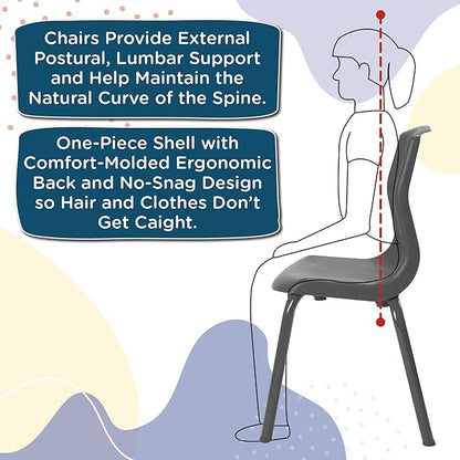 Angeles H, Blue with Chrome Legs, 4 Pack MyPosture Children's Chair, 14-inch