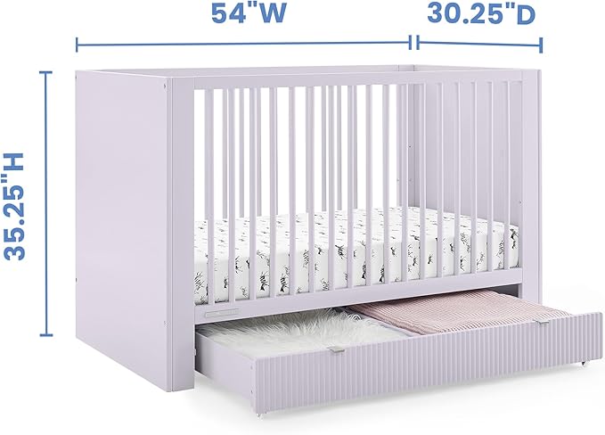 Delta Children Cassie 4-in-1 Convertible Crib with Underdrawer - Greenguard Gold Certified, Lilac