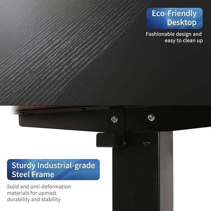 Adjustable Height L-Shaped Electric 59 Inch Sit-Stand Computer Desk with 3 Splice Boards, Lockable Casters-Ideal for Home Office, 59Inch, Black