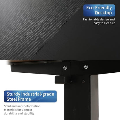 Adjustable Height L-Shaped Electric 59 Inch Sit-Stand Computer Desk with 3 Splice Boards, Lockable Casters-Ideal for Home Office, 59Inch, Black