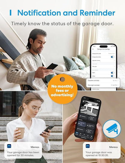 Smart Garage Door Opener Remote with External Antenna, Compatible with Amazon Alexa, SmartThings, Control Up to 3 Single Doors(with 2 Door Sensors)