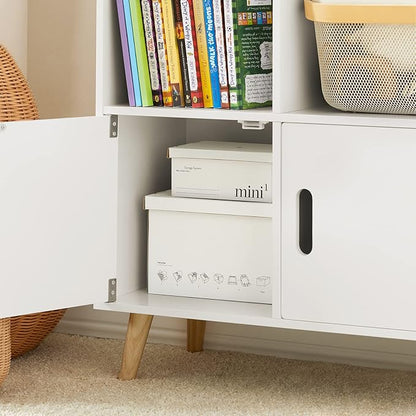 Haotian KMB58-W, Children Kid's Bookcase with 3 Storage Compartments and Cabinet, Bookshelf, Book Rack, Book Holder Organizor