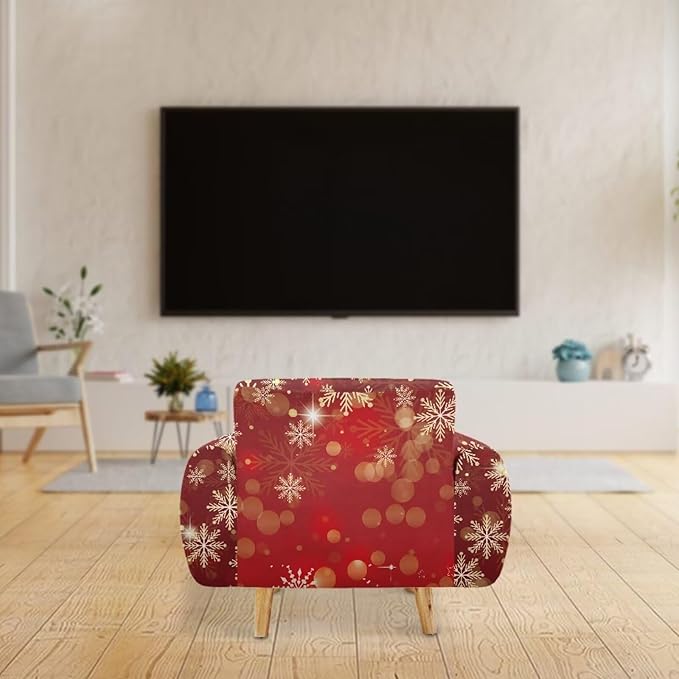 FKELYI Christmas Snow Sofa Slipcover Stretch Sofa Couch Cover for Living Room Non-Slip Furniture Protector Washable Sofa Slipcovers S
