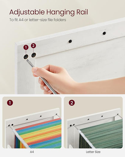 VASAGLE File Cabinet, Filing Cabinet with 2 Drawers, Printer Stand, Fit A4, Letter Size, Hanging File Folders, Modern Farmhouse Style, for Home Office, Study, Rustic White UOFC048T73