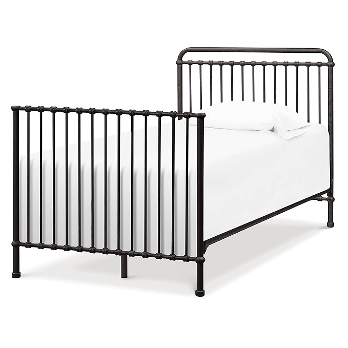 NAMESAKE Winston 4-in-1 Convertible Mini Metal Crib in Vintage Iron, Greenguard Gold Certified