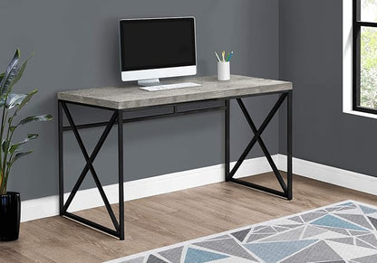 Monarch Specialties 7451 Computer Desk, Home Office, Laptop, Work, Laminate, Contemporary, Modern Desk-48, 47.25" L x 23.75" W x 29.75" H, Grey Reclaimed Wood-Look/Black Metal