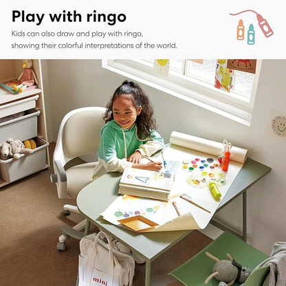SIDIZ ringo Kids Desk Chair : Ergonomic Kids Chair with Footrest, 4-Step Growing Function, Adjustable Seat Height, Sit-Locking Casters, Swivel Type Kids Chair (Soy Milk Beige Chair)