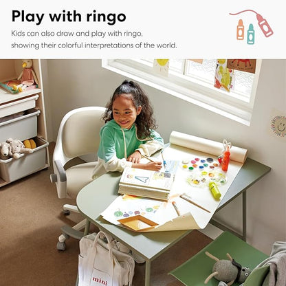 SIDIZ ringo Kids Desk Chair : Ergonomic Kids Chair with Footrest, 4-Step Growing Function, Adjustable Seat Height, Sit-Locking Casters, Swivel Type Kids Chair (Rosy Pink Chair)