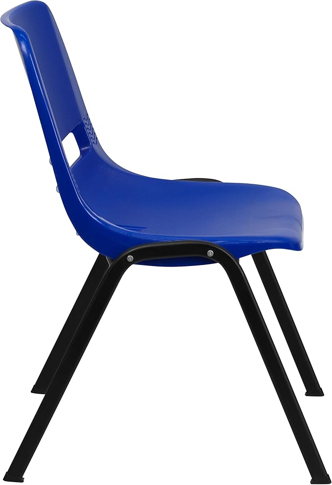 Flash Furniture 5 Pack HERCULES Series 661 lb. Capacity Navy Ergonomic Shell Stack Chair with Black Frame and 16'' Seat Height