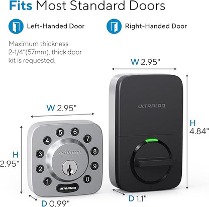 ULTRALOQ U-Bolt 5-in-1 Keyless Entry Backlit Keypad, App,Smart Door Lock, Bluetooth, Satin Nickel