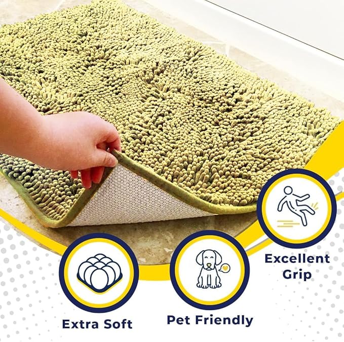 Muddy Mat® Original Dog Door Mat for Muddy Paws, Super Absorbent Microfiber, Non-Slip Washable Pet Rug, Quick Dry Chenille Entryway Carpet, Machine Washable Indoor Outdoor mat, Yellow 24"x60"