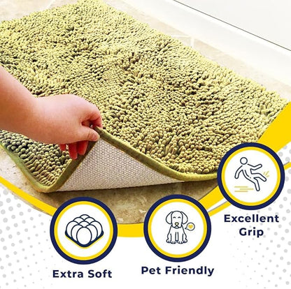 Muddy Mat® Original Dog Door Mat for Muddy Paws, Super Absorbent Microfiber, Non-Slip Washable Pet Rug, Quick Dry Chenille Entryway Carpet, Machine Washable Indoor Outdoor mat, Yellow 24"x60"